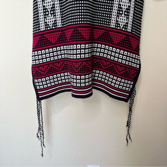 Asos Sweater Knit Tunic Dress Black White Pink Aztec Print Tie Sides Womens 8 - Picture 5 of 14